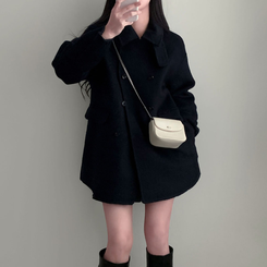 겨울에도 러블리함을 포기못한다면톤다운 분위기 체크 모직 캉캉 미니 밴딩 스커트 네이비