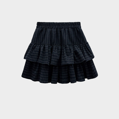 겨울에도 러블리함을 포기못한다면톤다운 분위기 체크 모직 캉캉 미니 밴딩 스커트