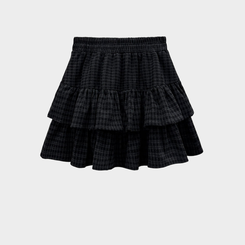 겨울에도 러블리함을 포기못한다면톤다운 분위기 체크 모직 캉캉 미니 밴딩 스커트