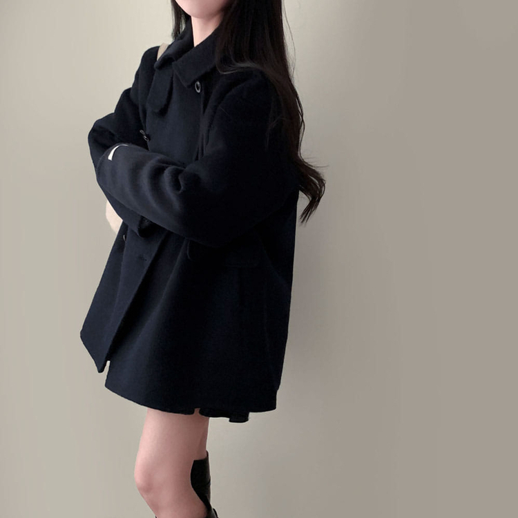 겨울에도 러블리함을 포기못한다면톤다운 분위기 체크 모직 캉캉 미니 밴딩 스커트 네이비