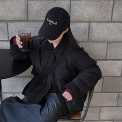 겨울 리포트 웰론 카라 오버핏 아방 패딩 점퍼 블랙