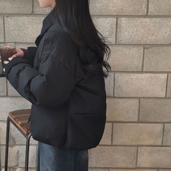 겨울 리포트 웰론 카라 오버핏 아방 패딩 점퍼 블랙