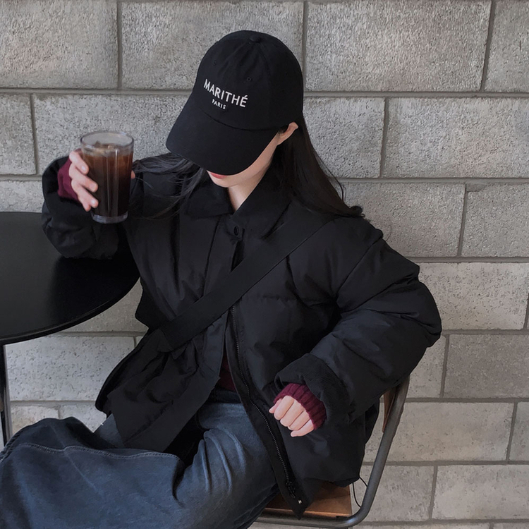 겨울 리포트 웰론 카라 오버핏 아방 패딩 점퍼 블랙