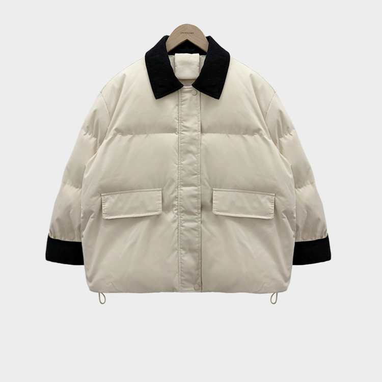 겨울 리포트 웰론 카라 오버핏 아방 패딩 점퍼