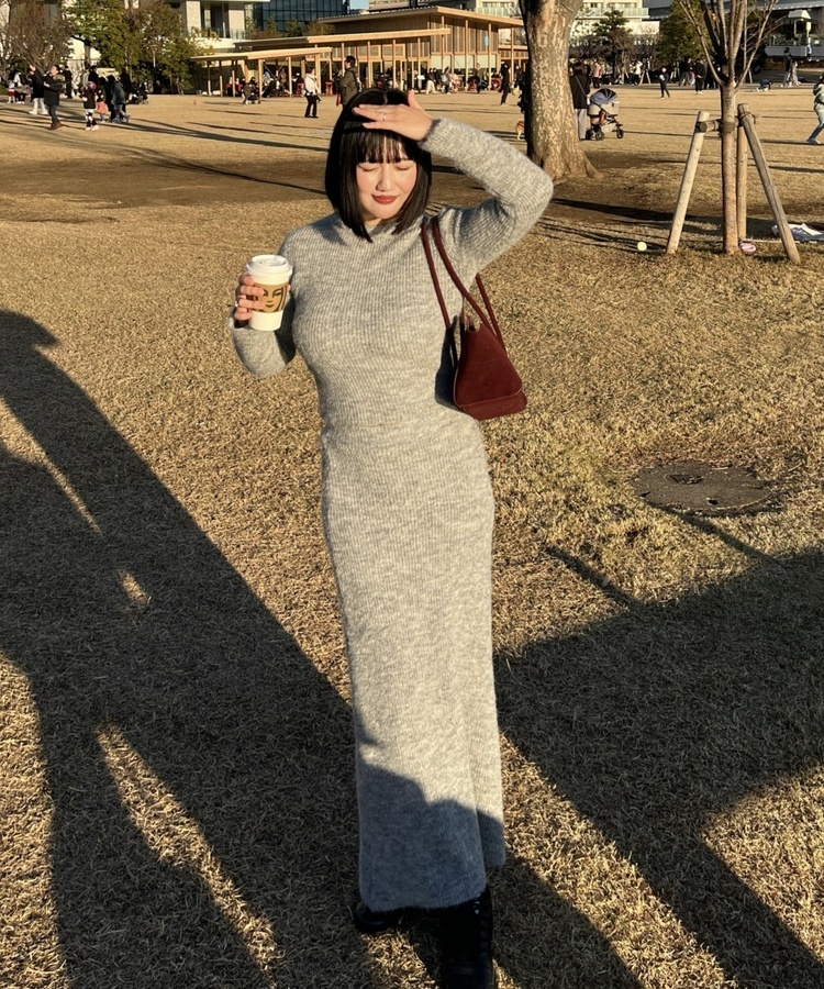 SET】ラウンドネックニット＋ロングスカートセットアップ｜ツーピース