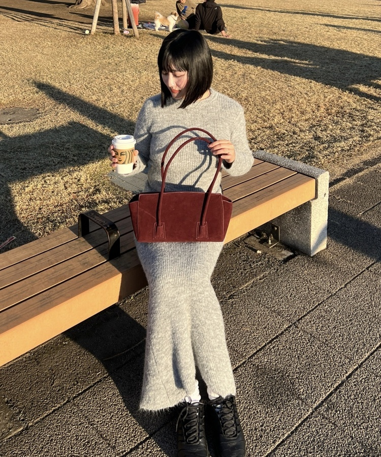 데일리 스웨이드 숄더 크로스백 버건디