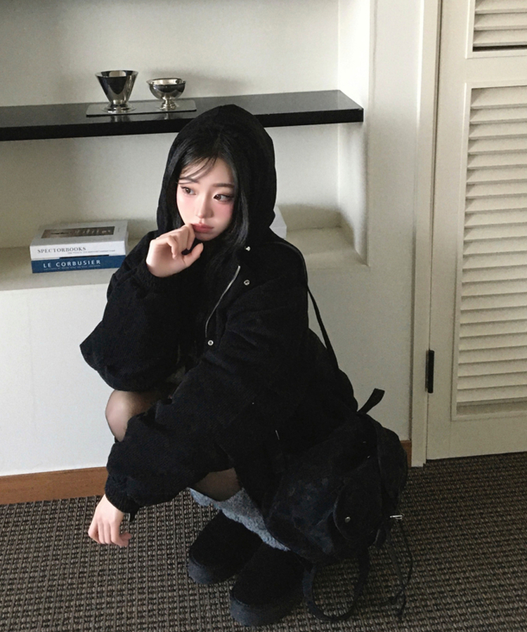 세루 포켓 복조리 스웨이드 가죽 미니 백팩 블랙