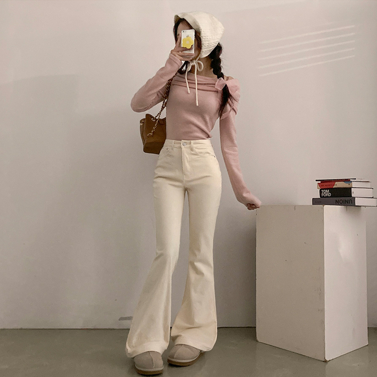 모카 코듀로이 골덴 부츠컷 스판 기모 팬츠 아이보리