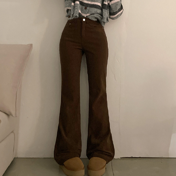 모카 코듀로이 골덴 부츠컷 스판 기모 팬츠 브라운