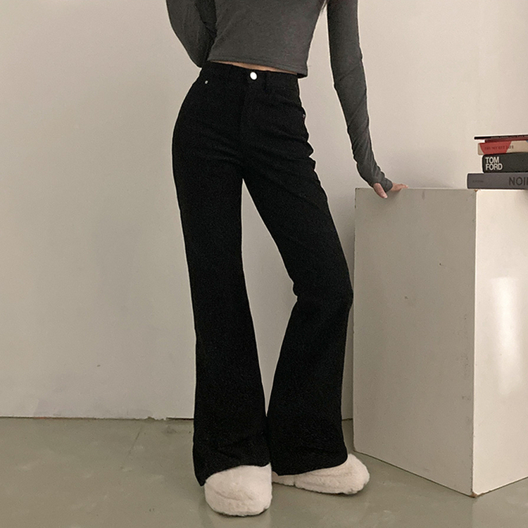 모카 코듀로이 골덴 부츠컷 스판 기모 팬츠 블랙