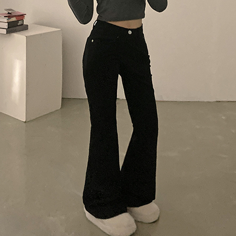 모카 코듀로이 골덴 부츠컷 스판 기모 팬츠 블랙