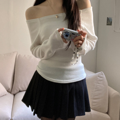수아 포근 오프숄더 기모 티셔츠 아이보리