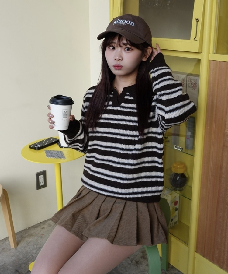 루밍 단가라 니트 밤색