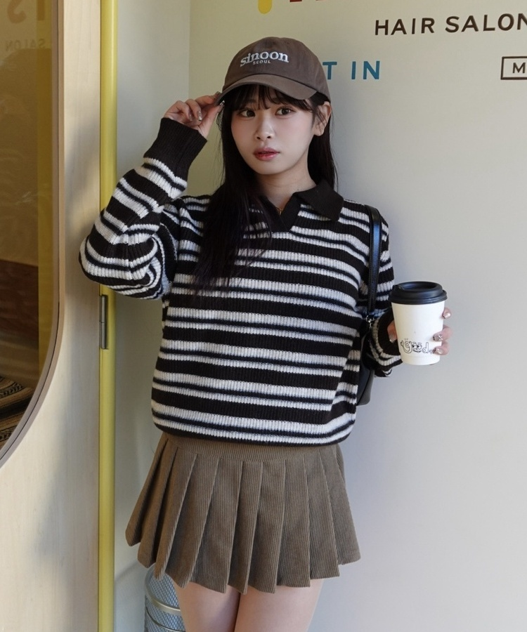 루밍 단가라 니트 밤색