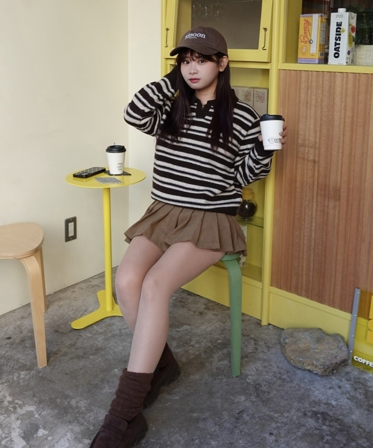 루밍 단가라 니트 밤색