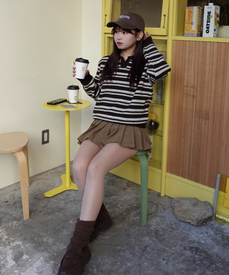 루밍 단가라 니트 밤색