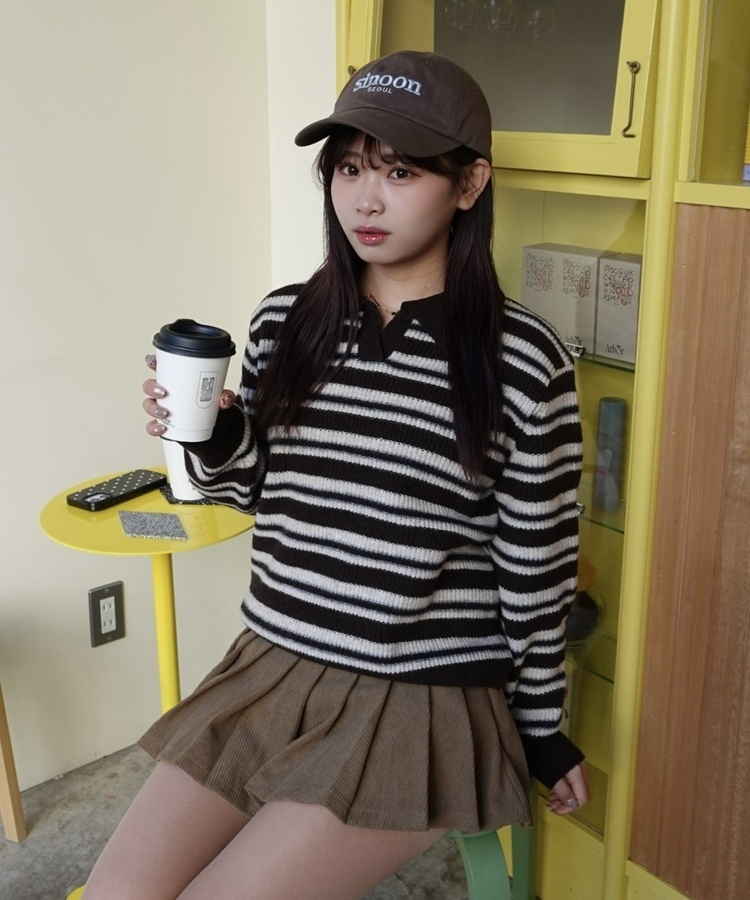 루밍 단가라 니트 밤색