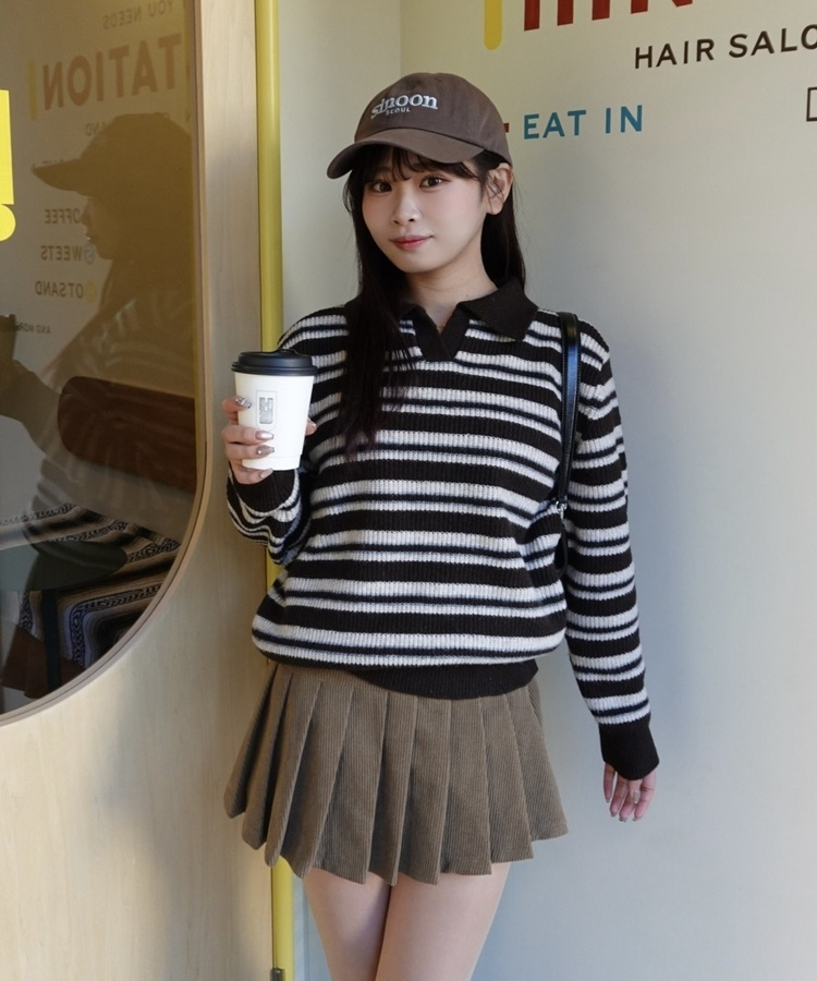 루밍 단가라 니트 밤색