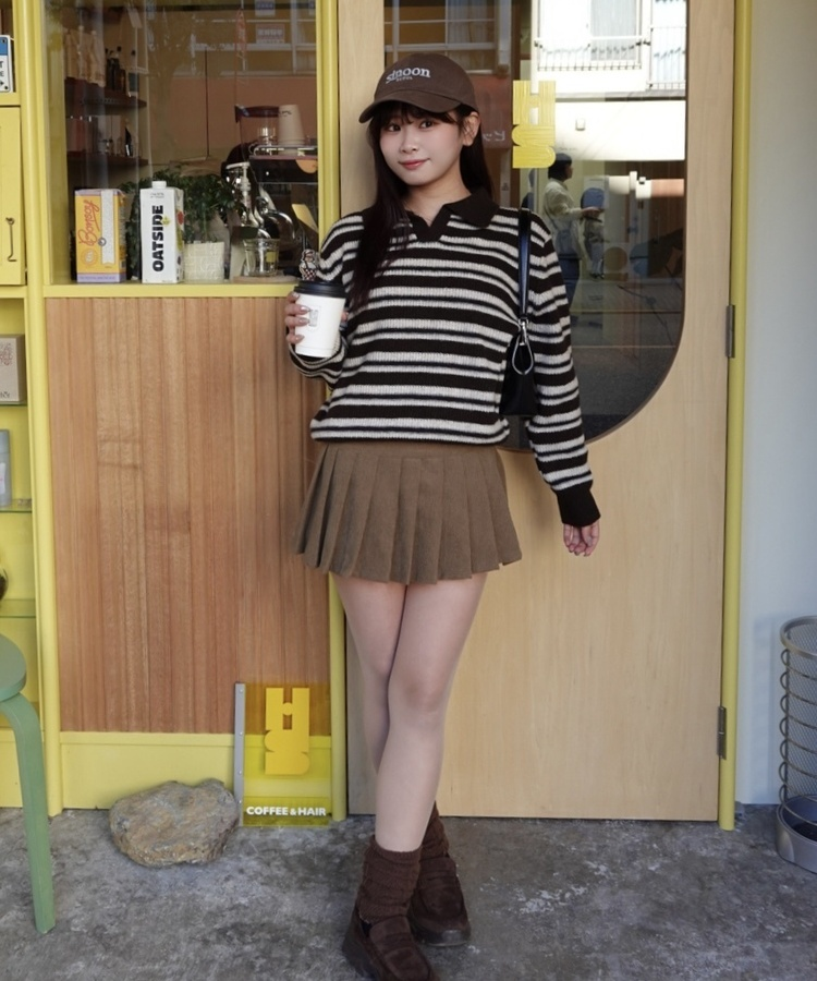 루밍 단가라 니트 밤색