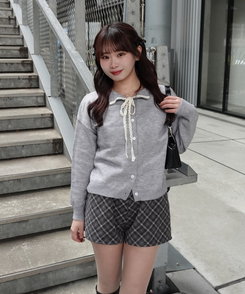 レースリボンカーディガン GRAY