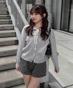 レースリボンカーディガン GRAY
