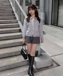 レースリボンカーディガン GRAY