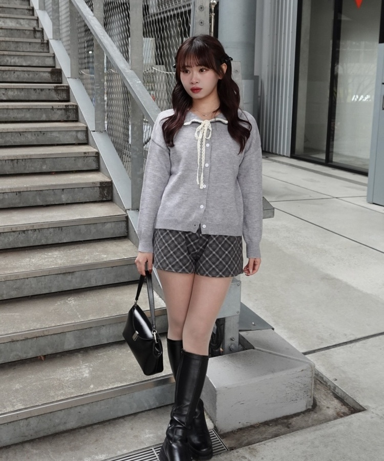 レースリボンカーディガン GRAY