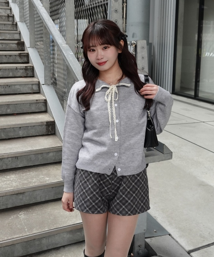 レースリボンカーディガン GRAY