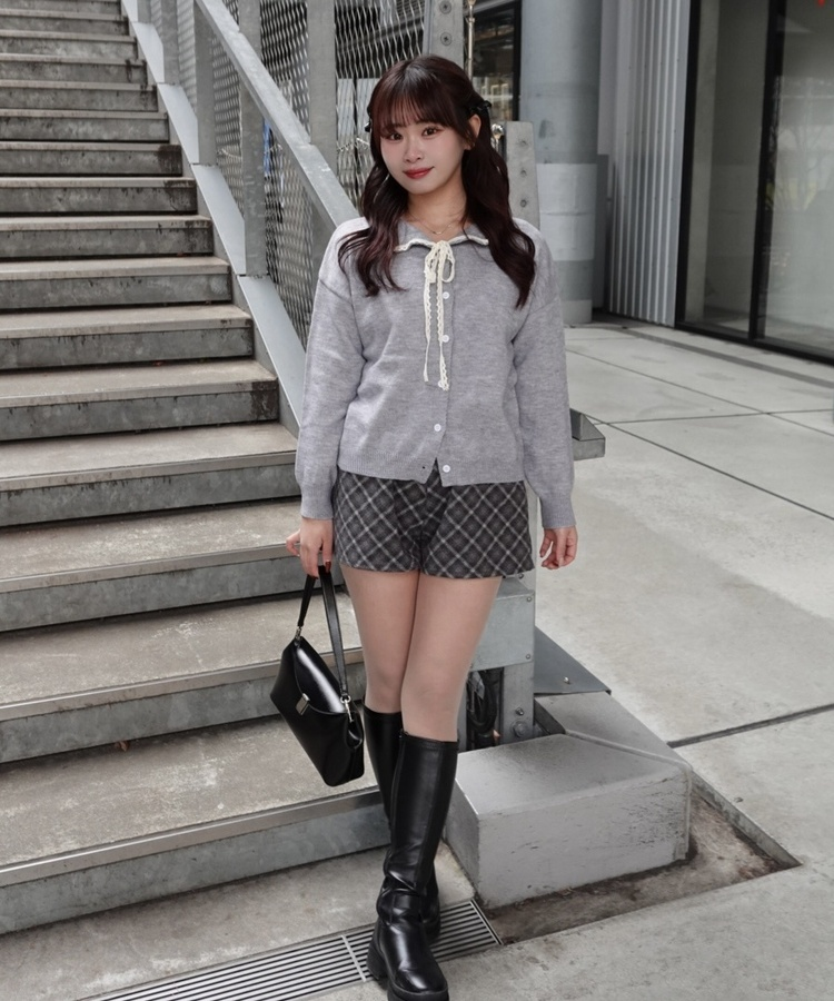 レースリボンカーディガン GRAY