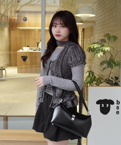 【SET】レイヤードフリルトップス＋マフラー GRAY