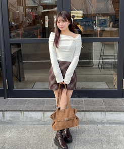 スエードベルトデザインショルダーバッグ GOLD BROWN