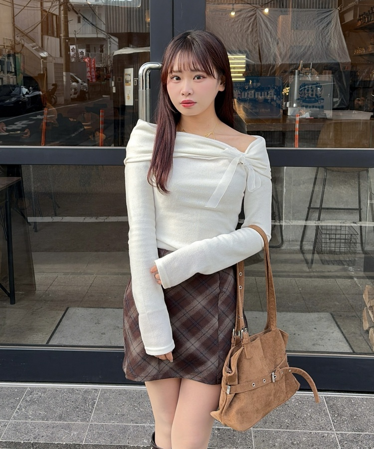 スエードベルトデザインショルダーバッグ GOLD BROWN