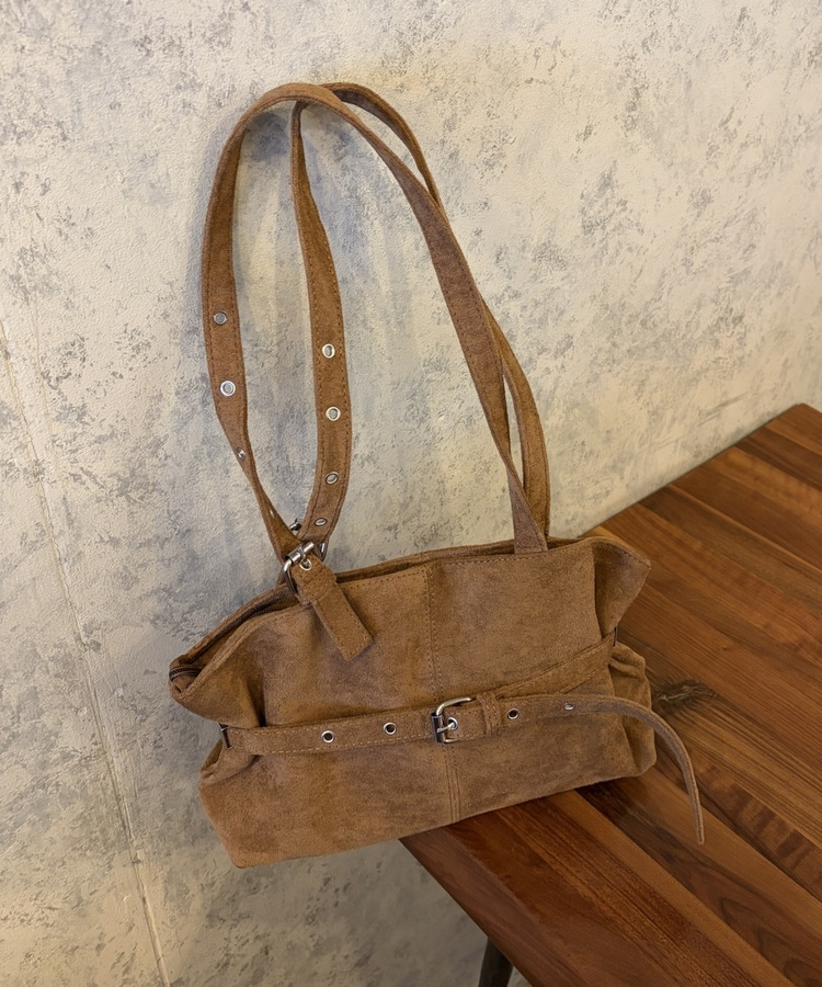 スエードベルトデザインショルダーバッグ GOLD BROWN