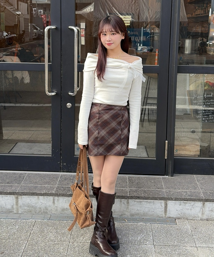 スエードベルトデザインショルダーバッグ GOLD BROWN