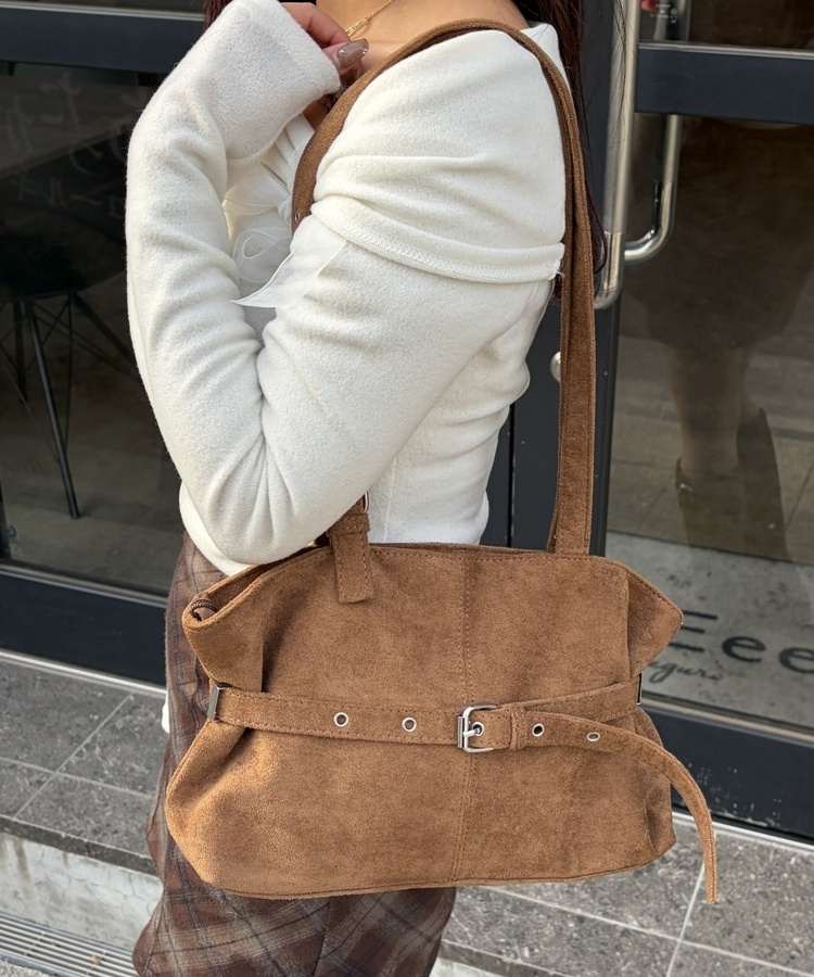 スエードベルトデザインショルダーバッグ GOLD BROWN