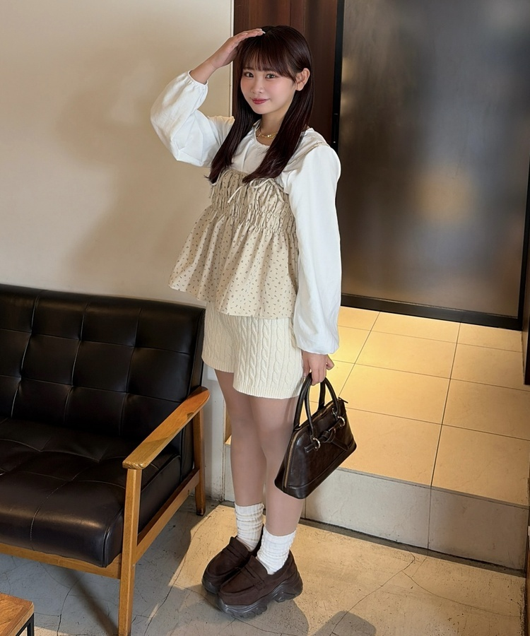 케이블 니트 쇼트팬츠 라이트 옐로우