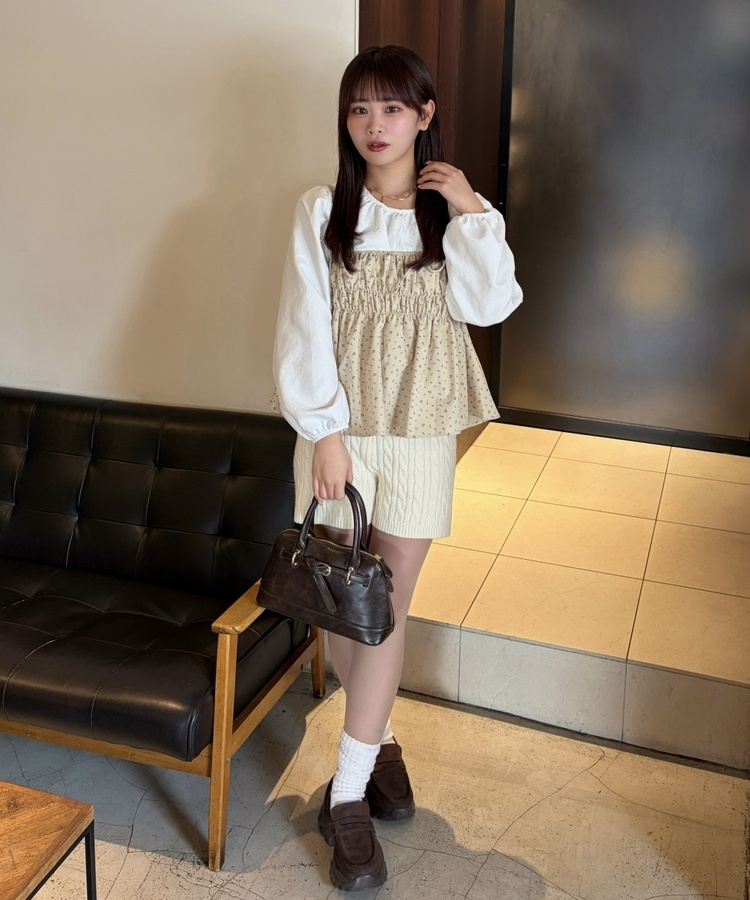 케이블 니트 쇼트팬츠 라이트 옐로우