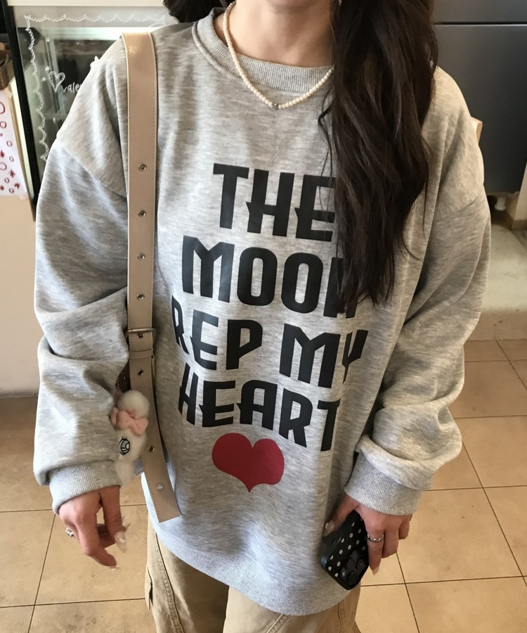 ハートプリントロゴトレーナー GRAY