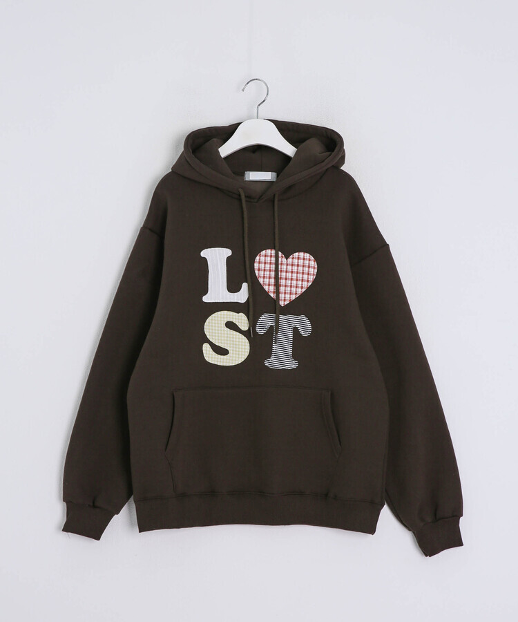 기모 자수 로스트 후드