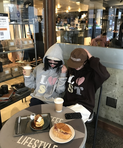 기모 자수 로스트 후드 그레이