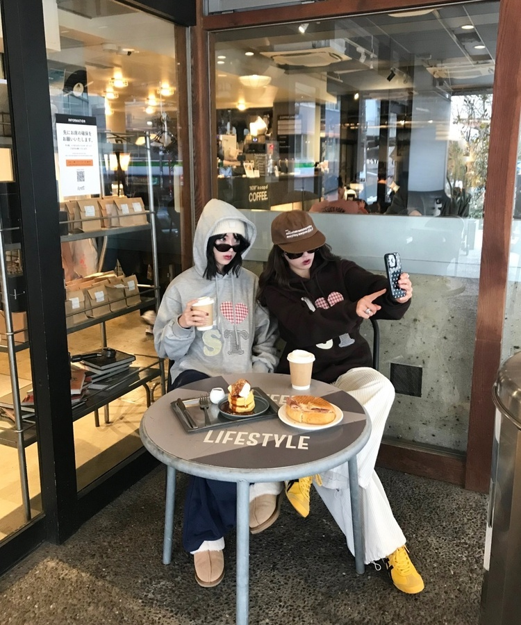 기모 자수 로스트 후드 그레이