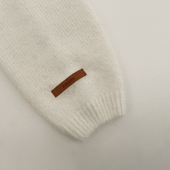 헨리넥 투웨이 원오프숄더 레더패치 오버핏 벌룬 레드 울니트 크리스마스룩