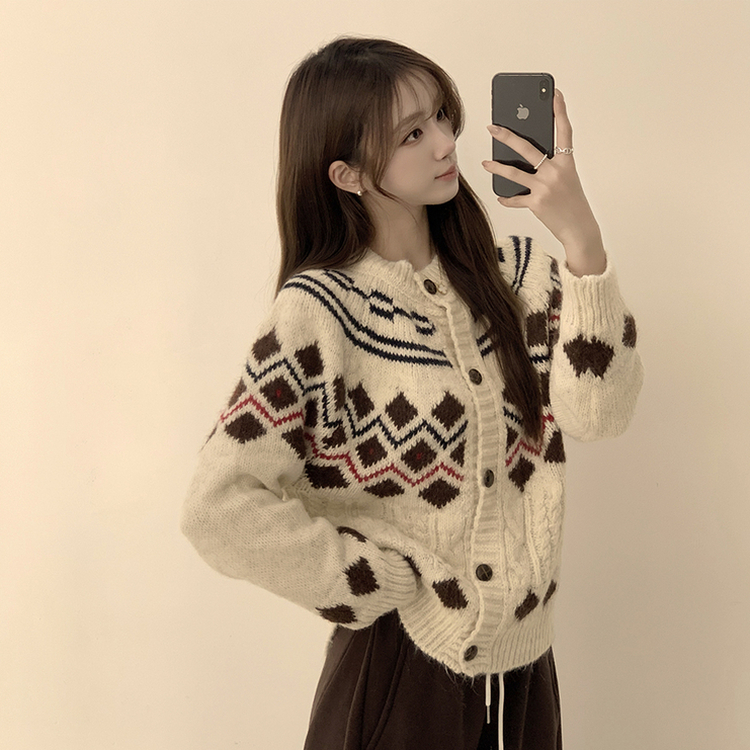 폭닥폭닥함의 정석 선샤인 라운드 겨울 도톰 긴팔 니트 가디건 오버핏 버튼 아우터 루즈핏 상의 3color