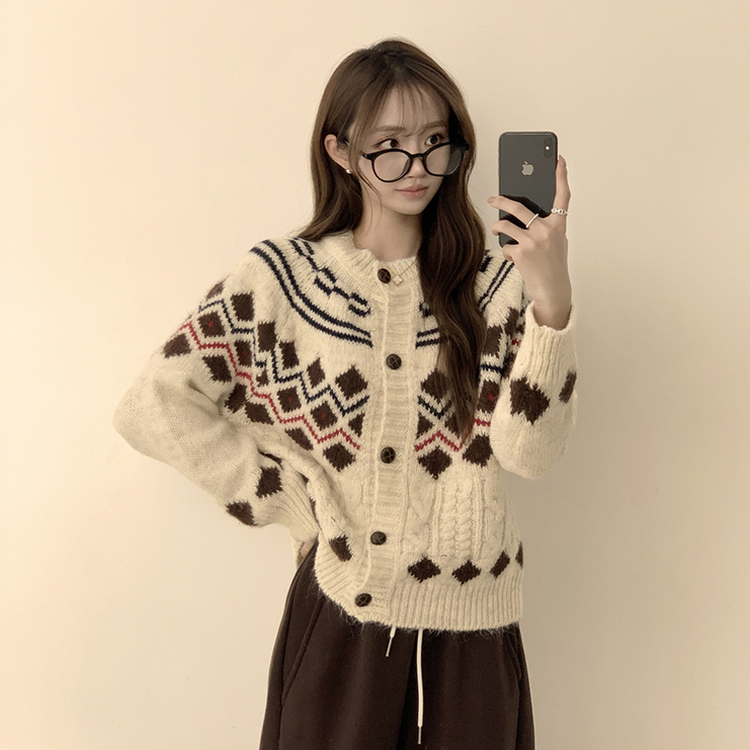 폭닥폭닥함의 정석 선샤인 라운드 겨울 도톰 긴팔 니트 가디건 오버핏 버튼 아우터 루즈핏 상의 3color