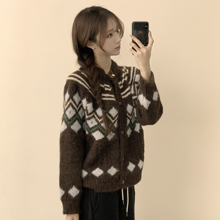 폭닥폭닥함의 정석 선샤인 라운드 겨울 도톰 긴팔 니트 가디건 오버핏 버튼 아우터 루즈핏 상의 3color