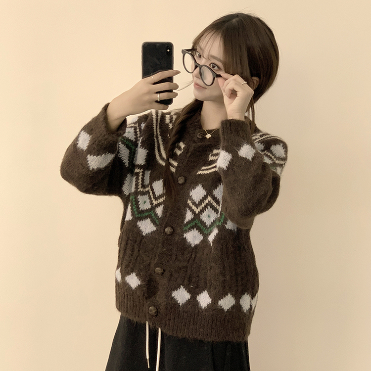 폭닥폭닥함의 정석 선샤인 라운드 겨울 도톰 긴팔 니트 가디건 오버핏 버튼 아우터 루즈핏 상의 3color