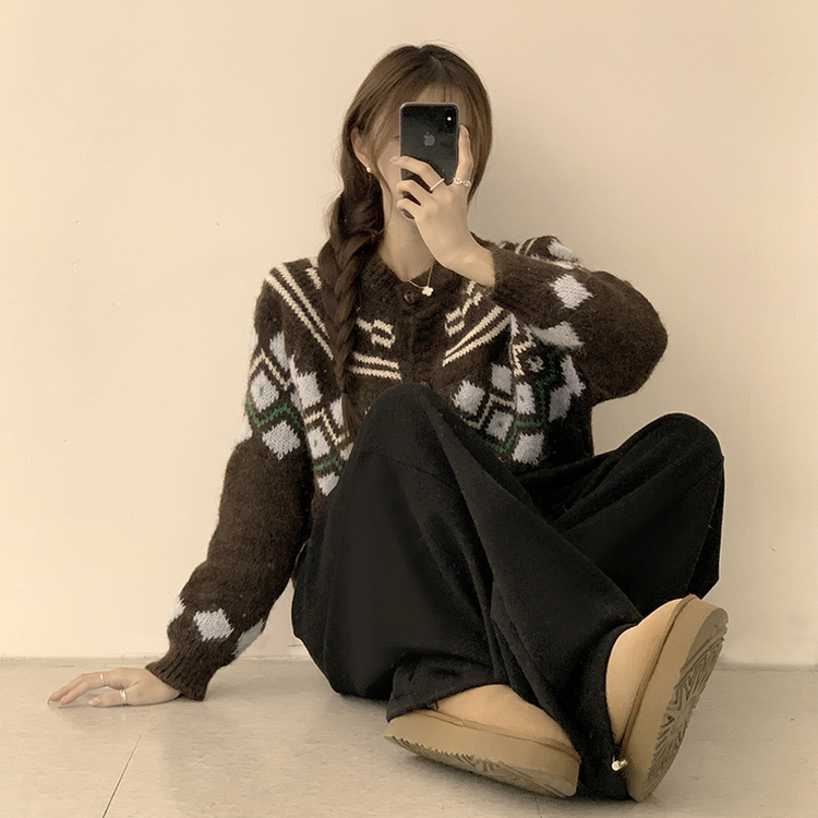 폭닥폭닥함의 정석 선샤인 라운드 겨울 도톰 긴팔 니트 가디건 오버핏 버튼 아우터 루즈핏 상의 3color