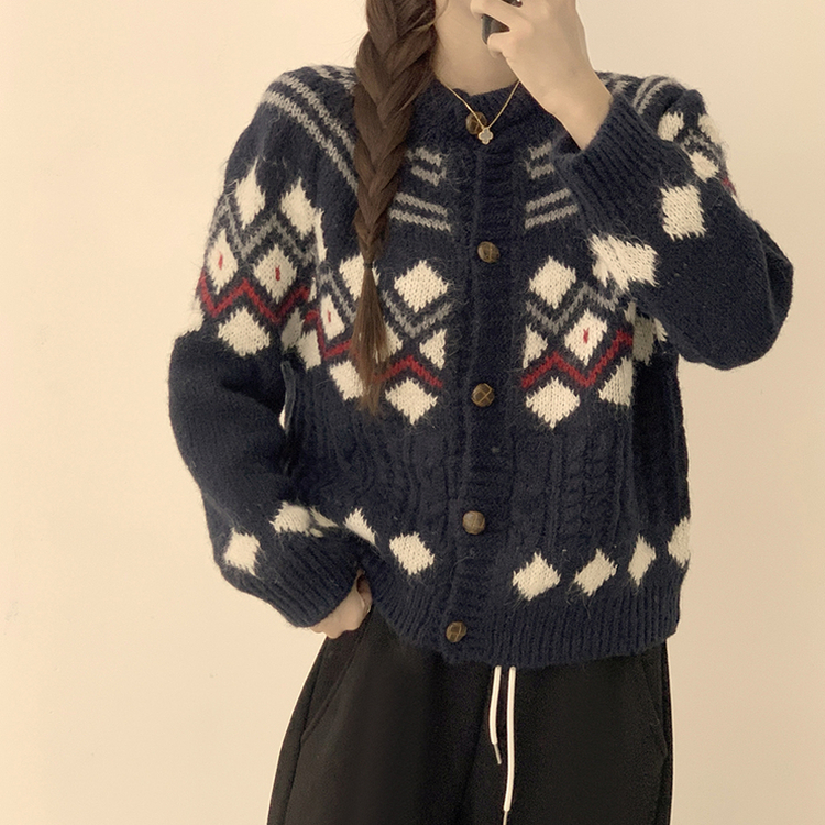 폭닥폭닥함의 정석 선샤인 라운드 겨울 도톰 긴팔 니트 가디건 오버핏 버튼 아우터 루즈핏 상의 3color