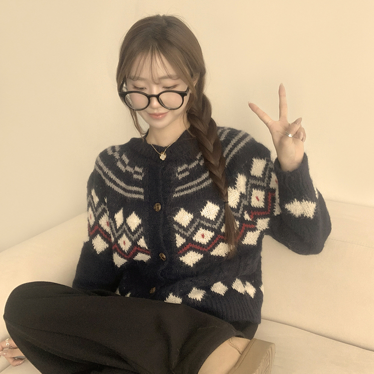 폭닥폭닥함의 정석 선샤인 라운드 겨울 도톰 긴팔 니트 가디건 오버핏 버튼 아우터 루즈핏 상의 3color