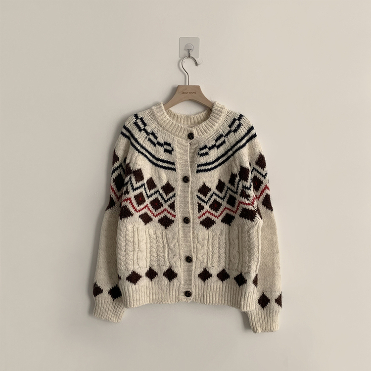 폭닥폭닥함의 정석 선샤인 라운드 겨울 도톰 긴팔 니트 가디건 오버핏 버튼 아우터 루즈핏 상의 3color